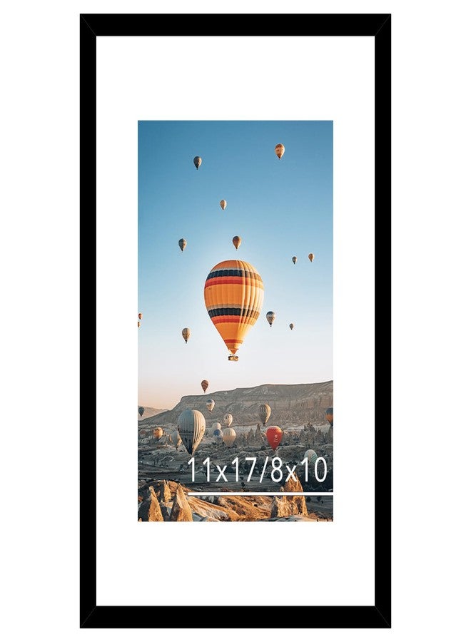 JCJMY إطار صور JCJMY أسود مقاس 11×17 بوصة مع إطار داخلي مقاس 8×10 بوصة، لعرض الصور مقاس 8×10 بوصة مع الإطار الداخلي أو 11×17 بوصة بدون إطار داخلي، إطار جداري كبير للملصقات مقاس 11×17 بوصة مصنوع من زجاج شبكي مقاوم للكسر، أسود - Image 1
